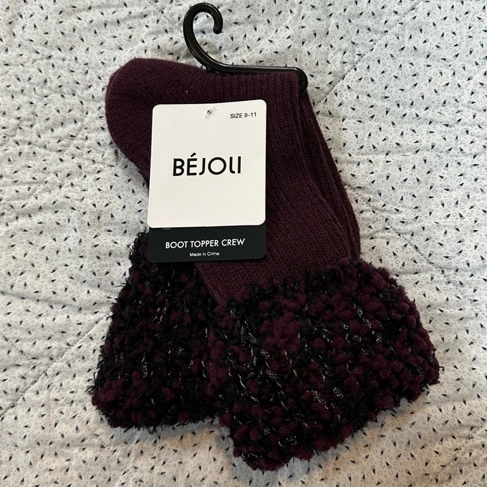 Bejoli Speckle Cuff Crew Boot Topper - Wine